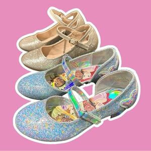 Little Girls Sz 12 High Heels Dress Up Disney Princess Blue + Gold Formal Shoes